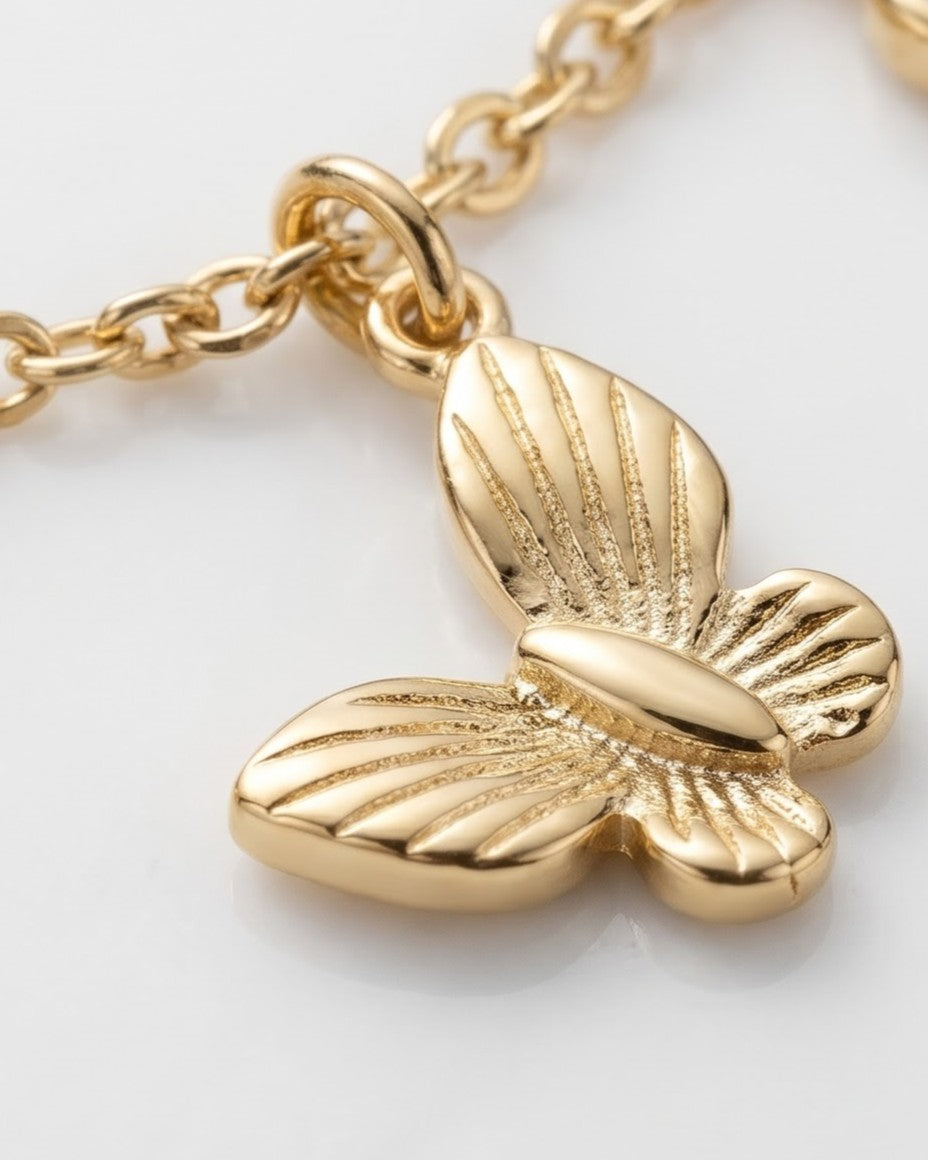Solnyra Butterfly Charm Anklet - close-up view