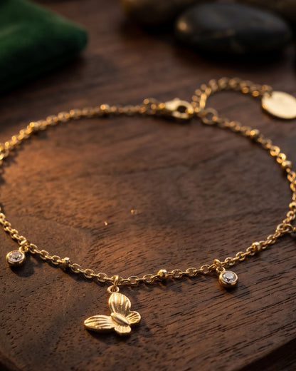 Solnyra Butterfly Charm Anklet - cinematic view