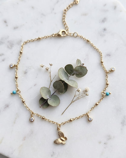 Solnyra Butterfly Charm Anklet - display view