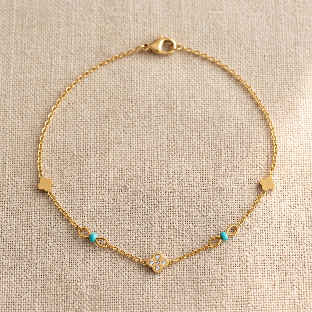 Solcaris Clover Charm Anklet - hero view