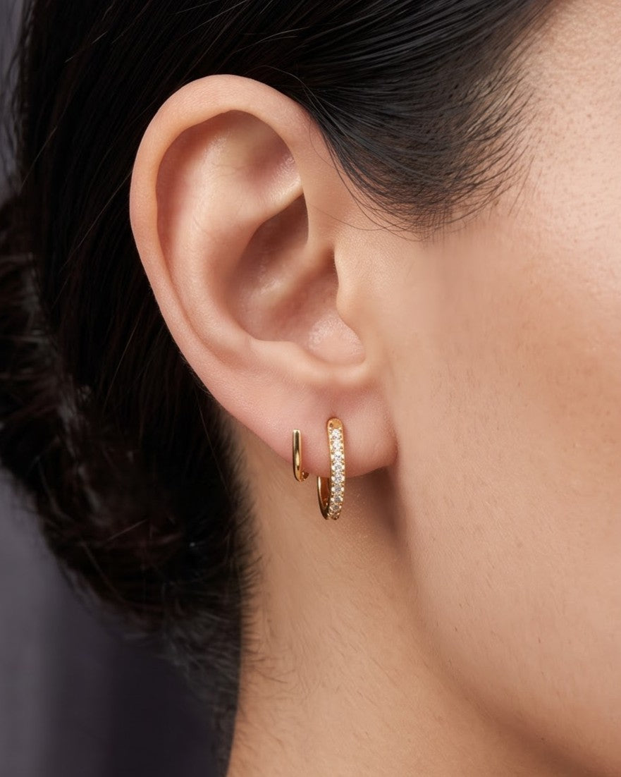 Solethra Twin Circle Dangle Earrings - worn view