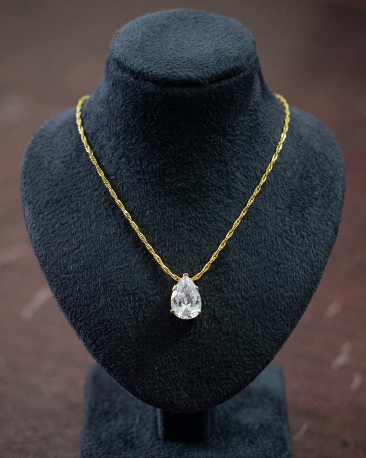 Solayne Pear Stone Pendant Necklace - display view