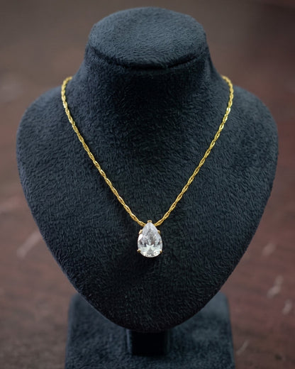 Solayne Pear Stone Pendant Necklace - display view