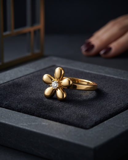 Solmyrae Flower Statement Ring - display view