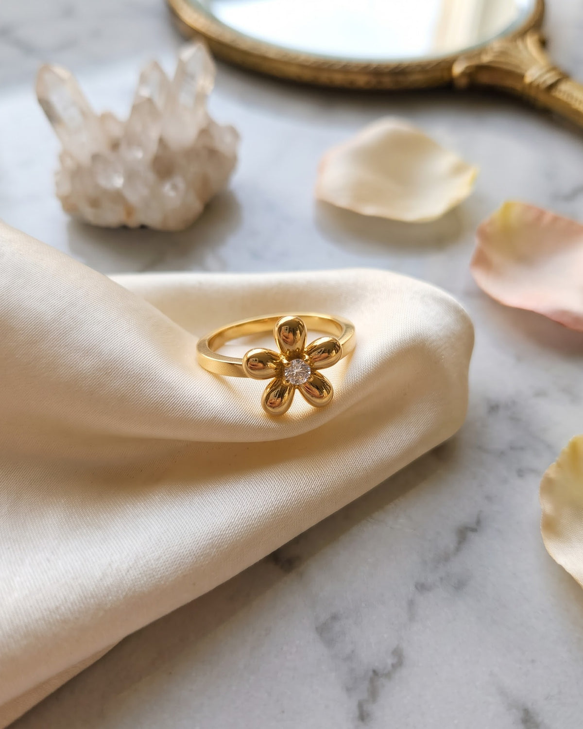 Solmyrae Flower Statement Ring - close-up view