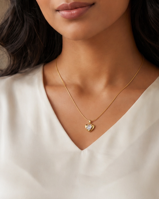 Solira Gem Heart Pendant Necklace worn on model