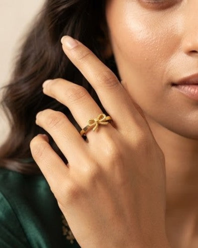 Solbrie Bow Statement Ring — worn on hand