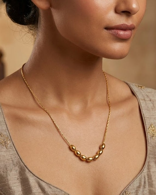 Solyona Rolling Bead Chain Necklace — worn on model