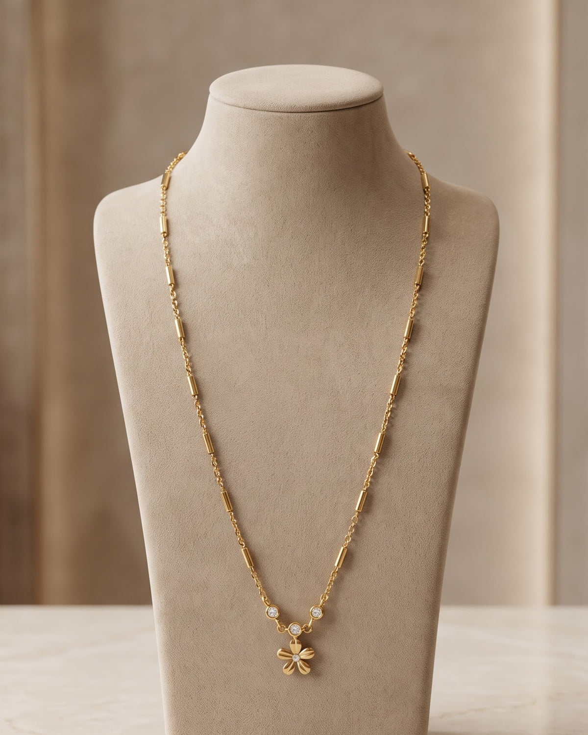 Solreka Trio Stone Chain Necklace – Stand/Display Shot