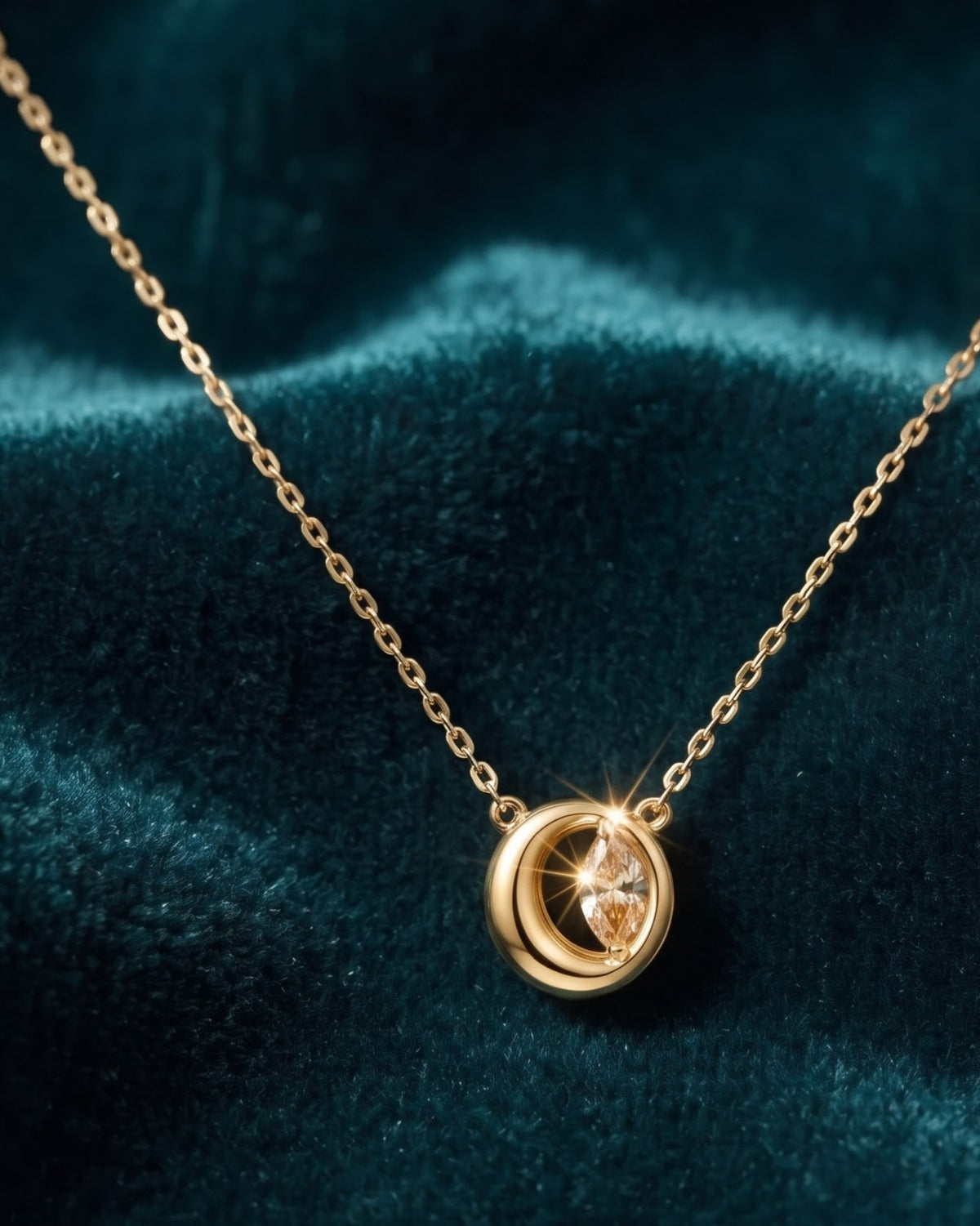 Solenya Oval Halo Pendant Necklace - Cinematic shot