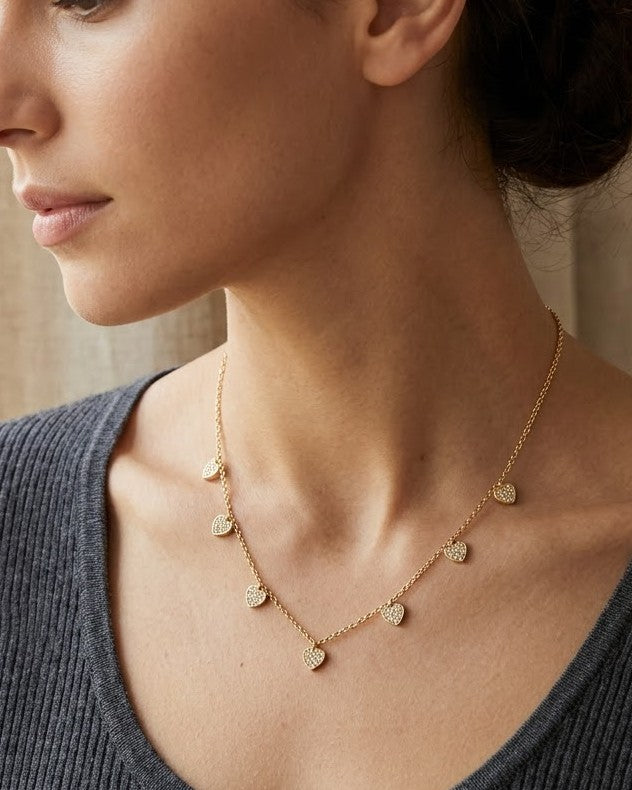 Solyven Heart Charm Chain Necklace — worn on model
