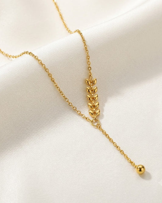 Solenta Wheat Spike Lariat Necklace — hero shot