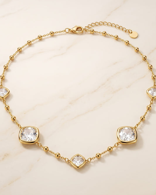 Solrisa Cushion Chain Necklace - Model Worn Shot