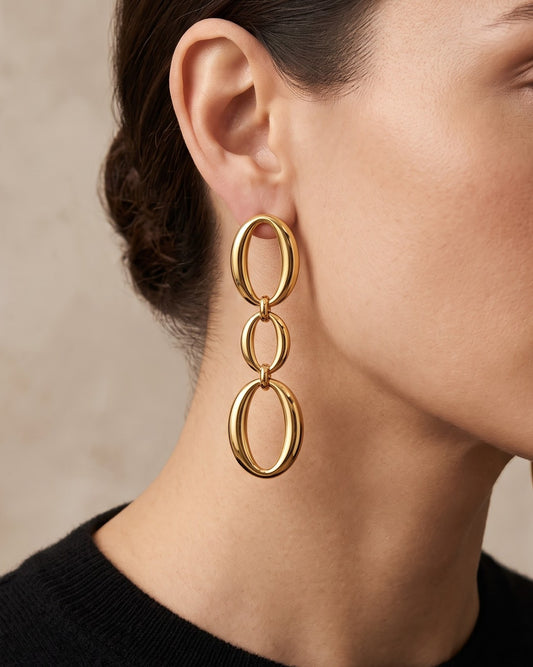Solveca Link Dangle Earrings - Model / Worn Shot
