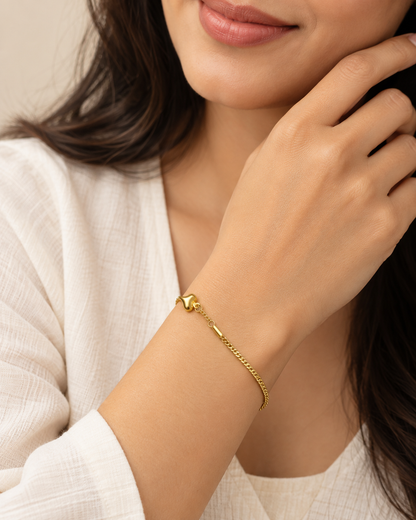 Solyka Heart Charm Chain Bracelet — worn on wrist