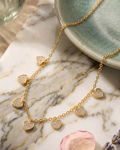 Solyven Heart Charm Chain Necklace — close-up detail