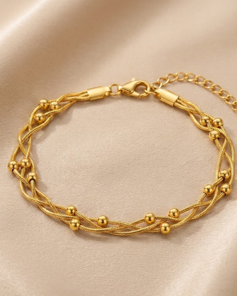 Solvora Woven Trio Chain Bracelet — hero shot