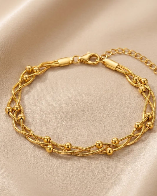 Solvora Woven Trio Chain Bracelet — hero shot