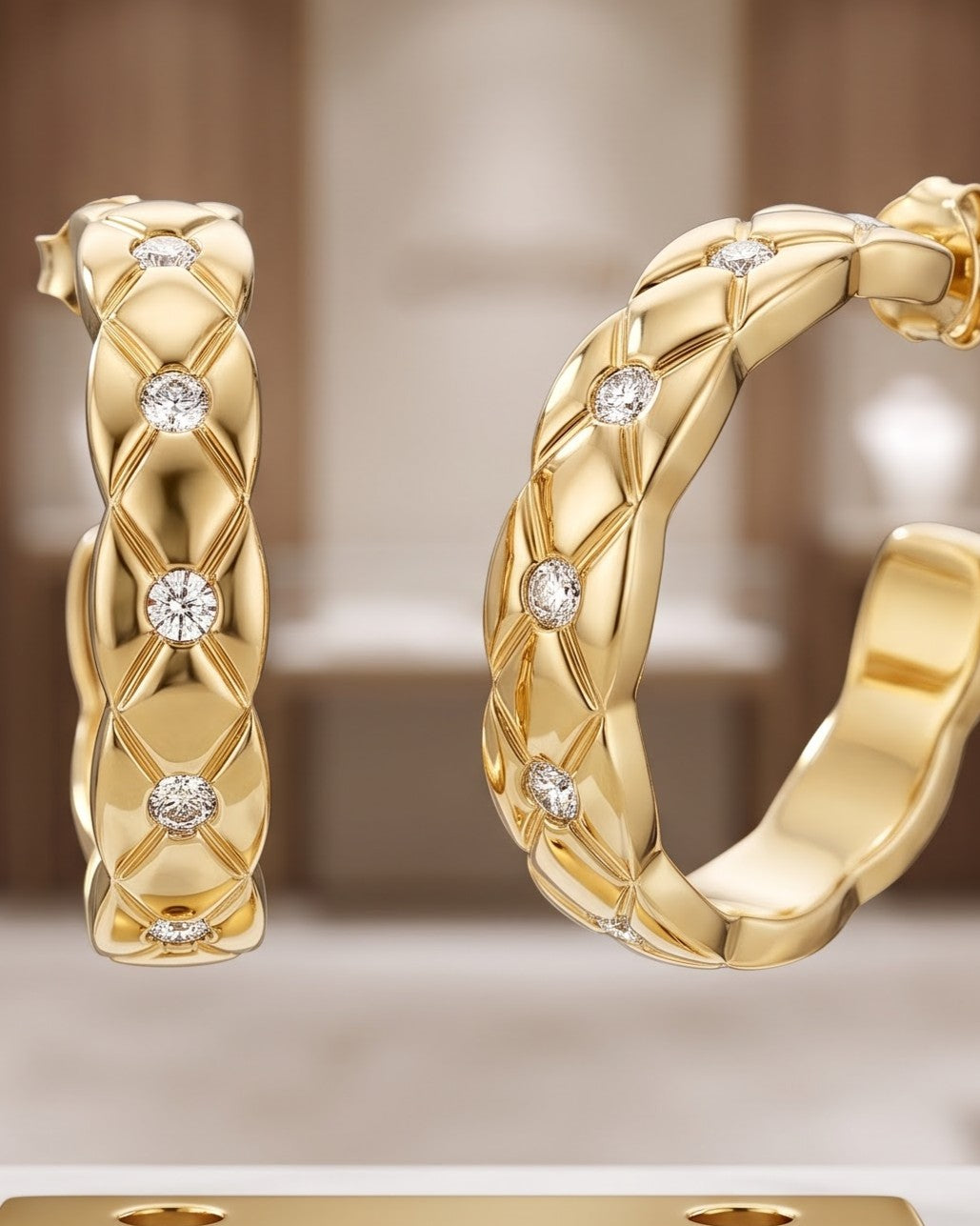 Solyeva Lattice Hoop Earrings - Cinematic Shot