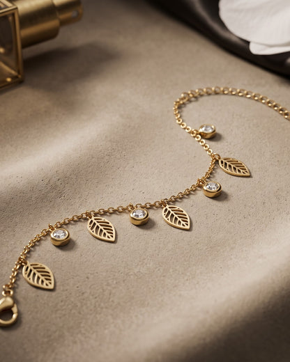Solveil Leaf Charm Chain Bracelet - Hero Shot