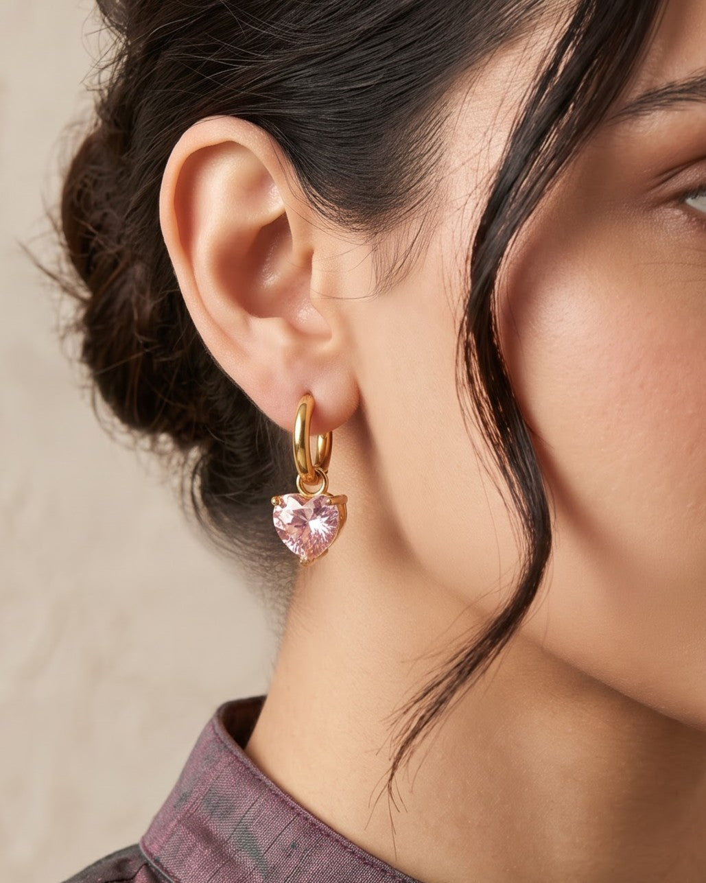 Solrosa Sweetheart Hoop Earrings - Worn Shot