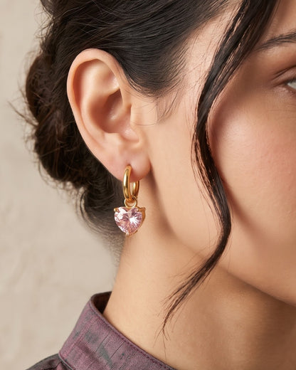 Solrosa Sweetheart Hoop Earrings - Worn Shot