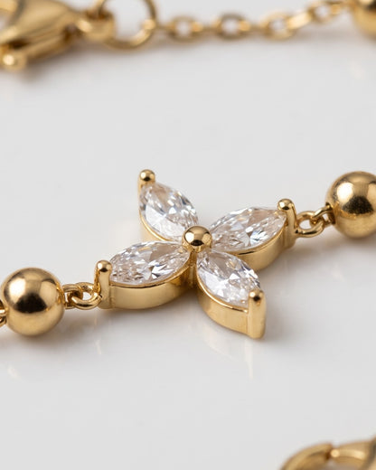 Solrina Flower Charm Chain Bracelet - Cinematic Shot