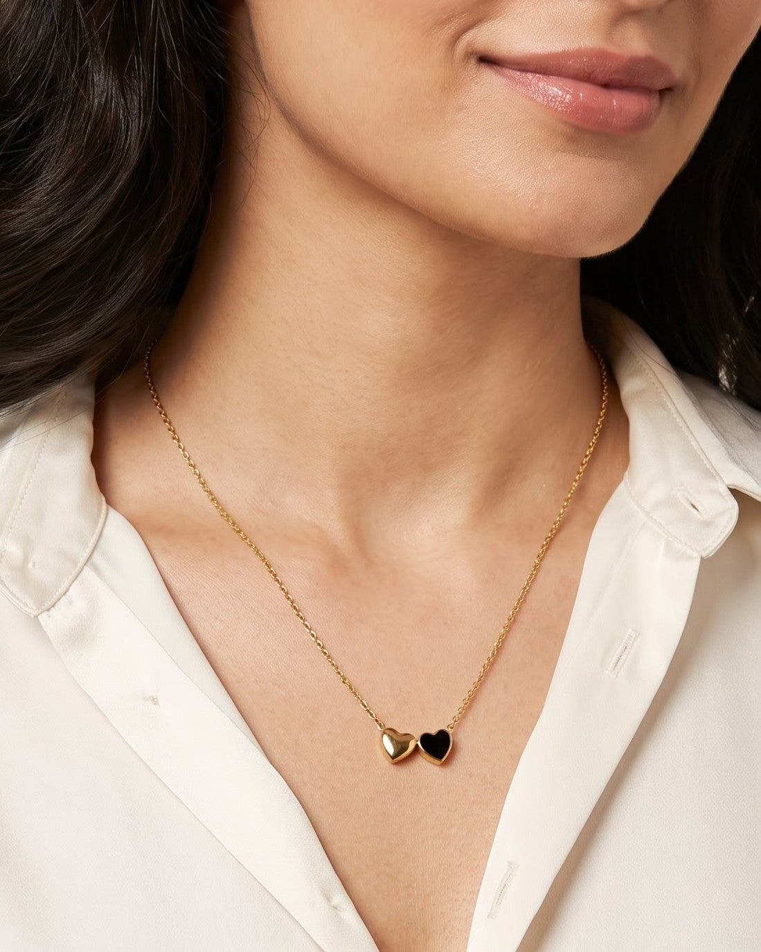 Solkina Duo Heart Pendant Necklace – Model/Worn Shot