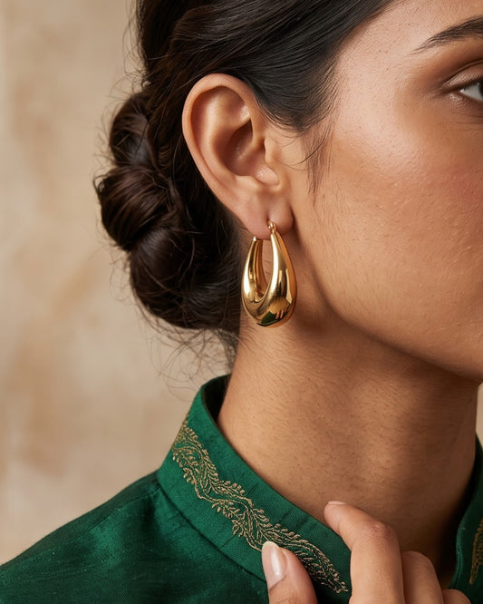 Solveka Dome Hoop Earrings - Model Worn Shot