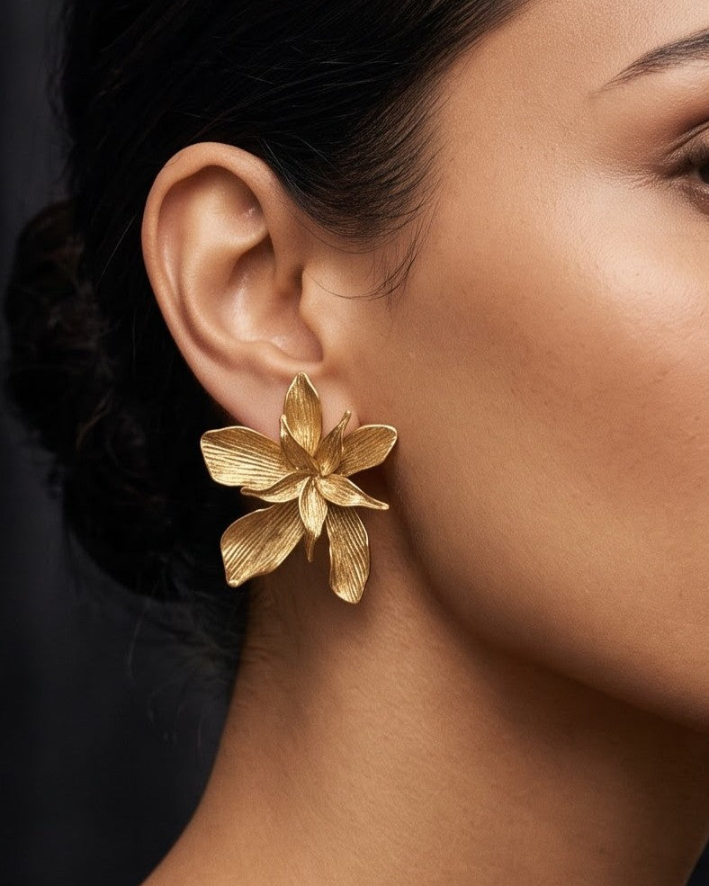 Solfira Flora Stud Earrings - Close-up Detail Shot