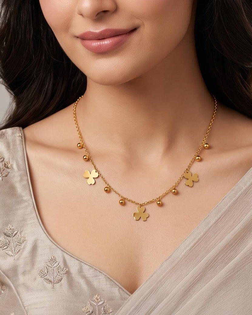 Solrona Clover Charm Chain Necklace – Model/Worn Shot