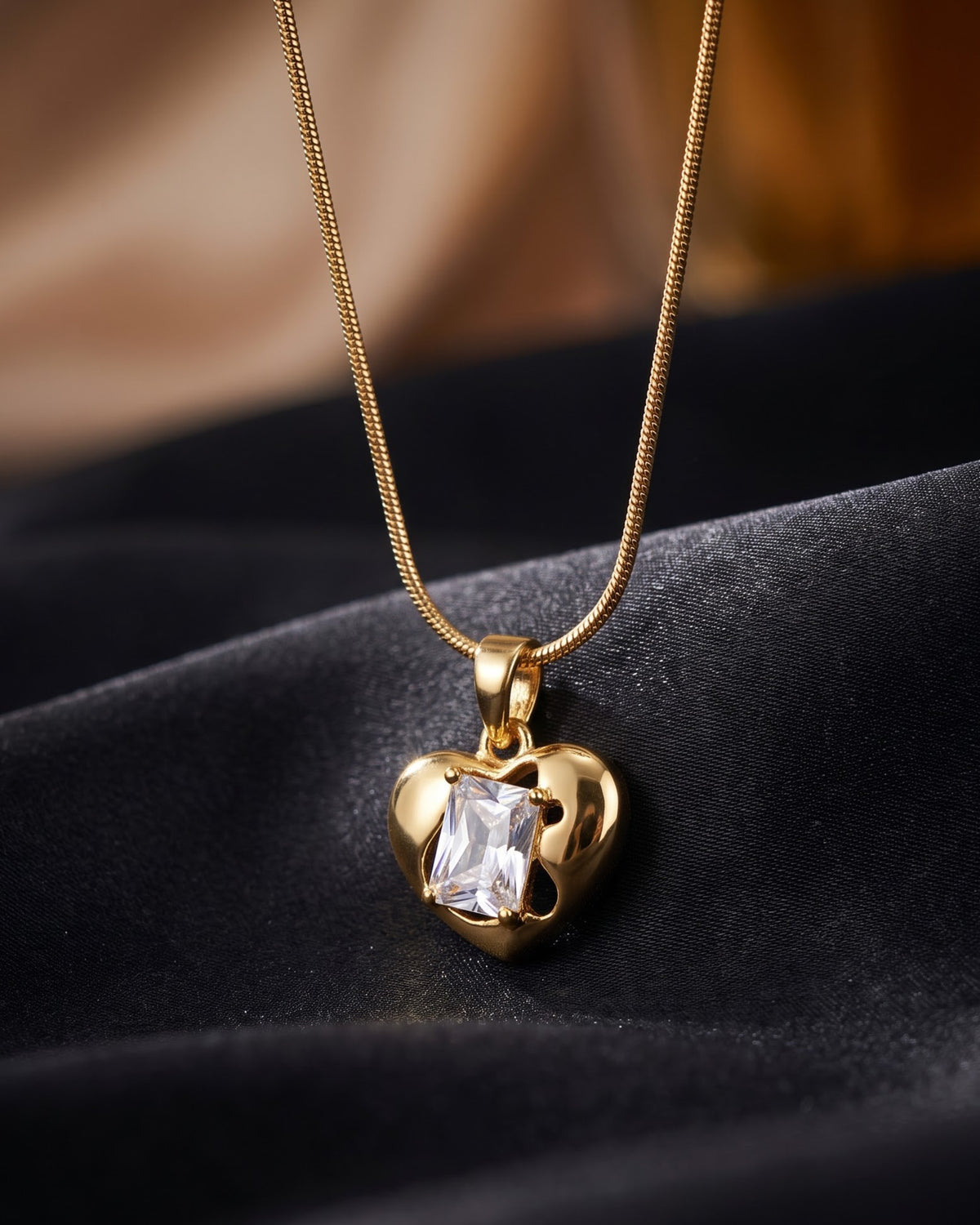 Solira Gem Heart Pendant Necklace close-up detail of heart pendant and stone
