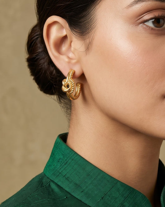 Solkeva Knot Hoop Earrings - Model / Worn Shot