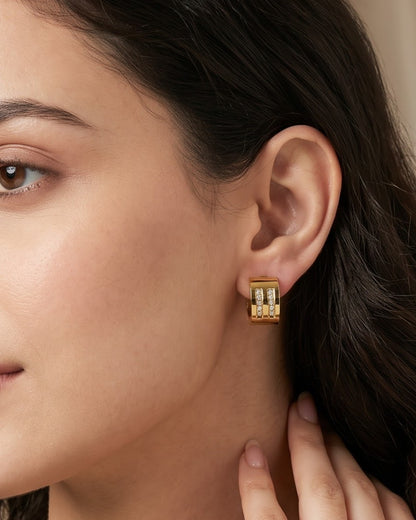 Solkeza Channel Hoop Earrings - Model Worn Shot