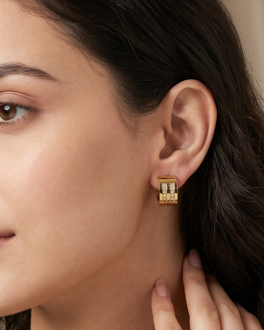 Solkeza Channel Hoop Earrings - Model Worn Shot