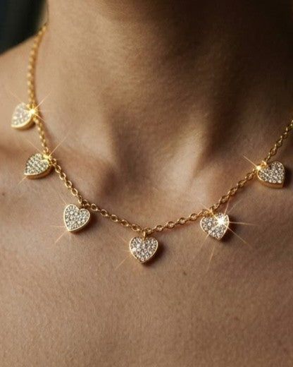 Solyven Heart Charm Chain Necklace — on display stand