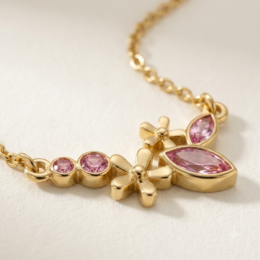 Solteya Pink Blossom Pendant Necklace — cinematic shot