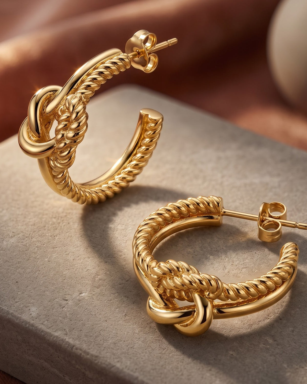 Solkeva Knot Hoop Earrings - Close-up / Detail Shot