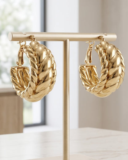 Solventa Rope Hoop Earrings - Stand Display Shot