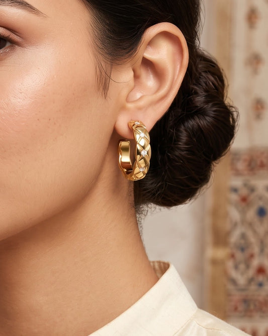 Solyeva Lattice Hoop Earrings - Model / Worn Shot