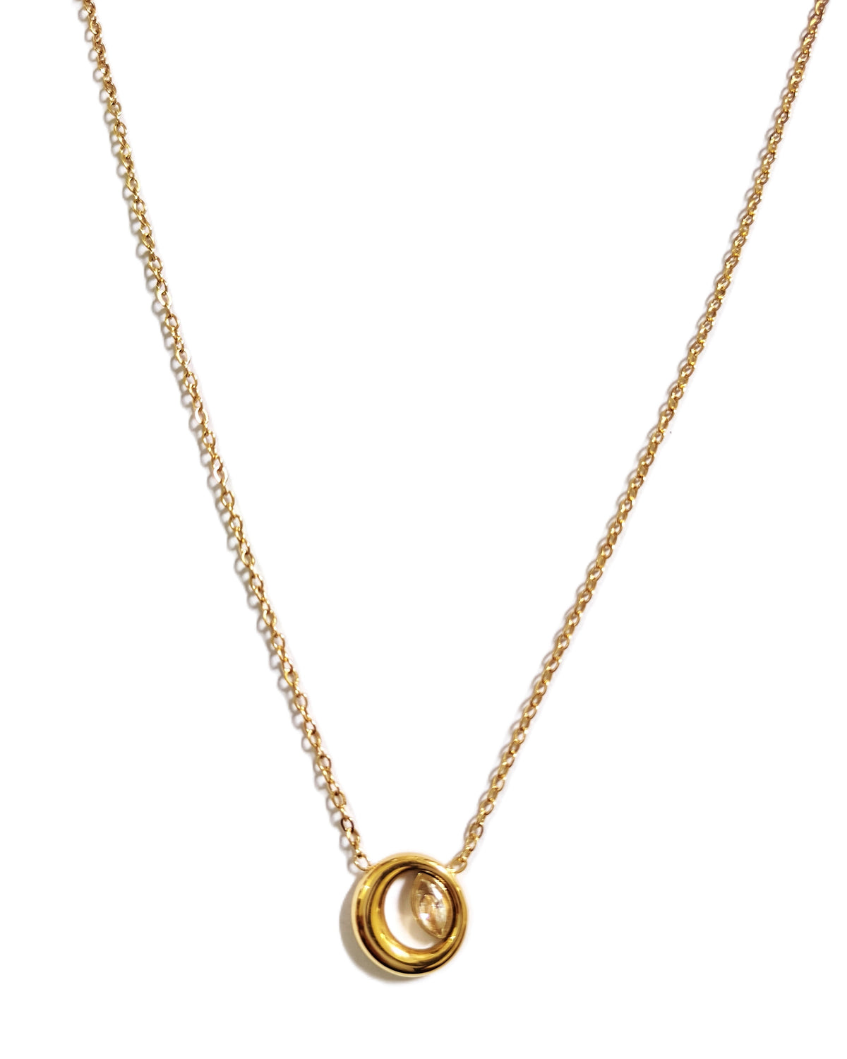 Solenya Oval Halo Pendant Necklace - Close-up detail
