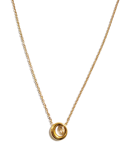 Solenya Oval Halo Pendant Necklace - Close-up detail