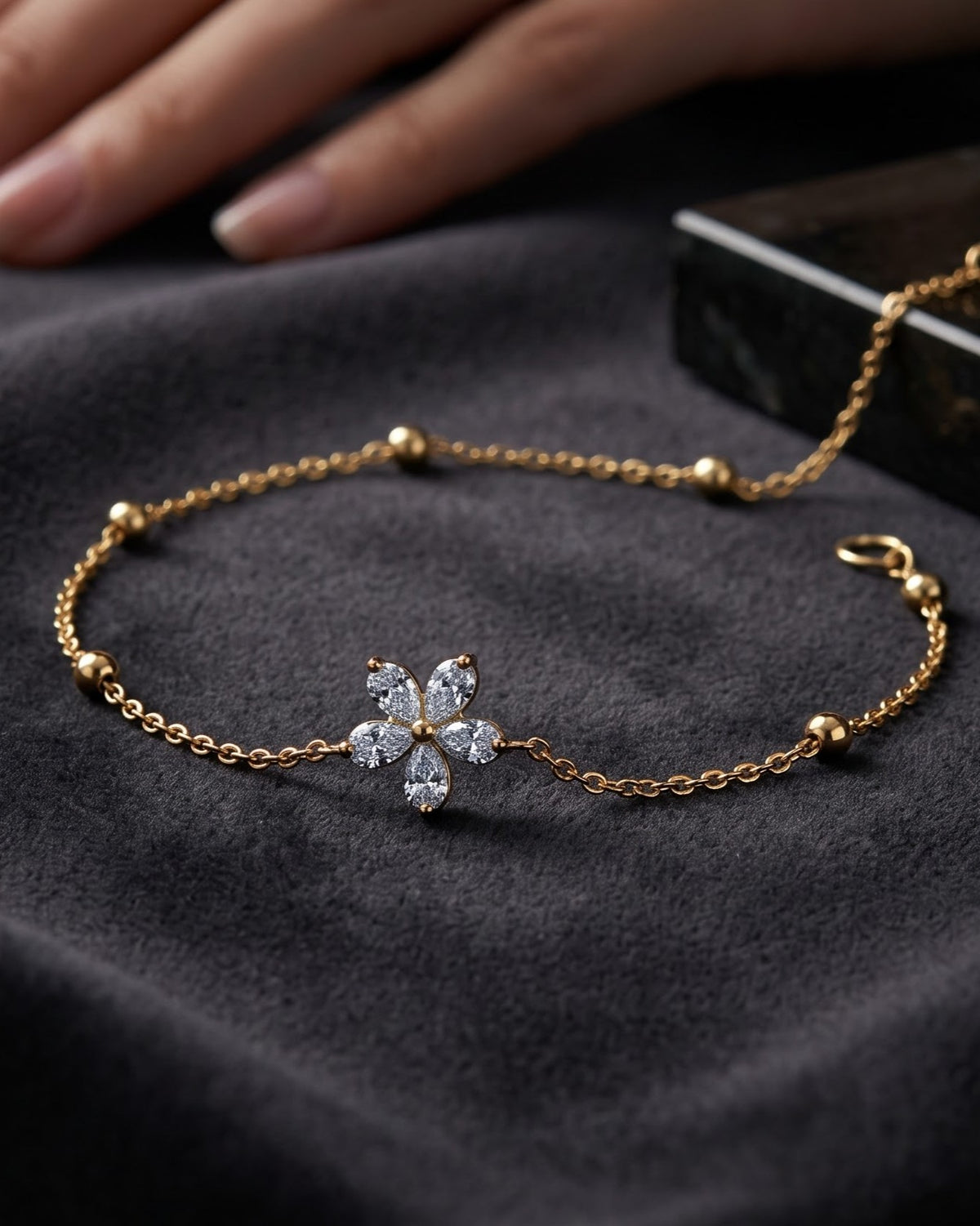 Solrina Flower Charm Chain Bracelet - Hero Shot