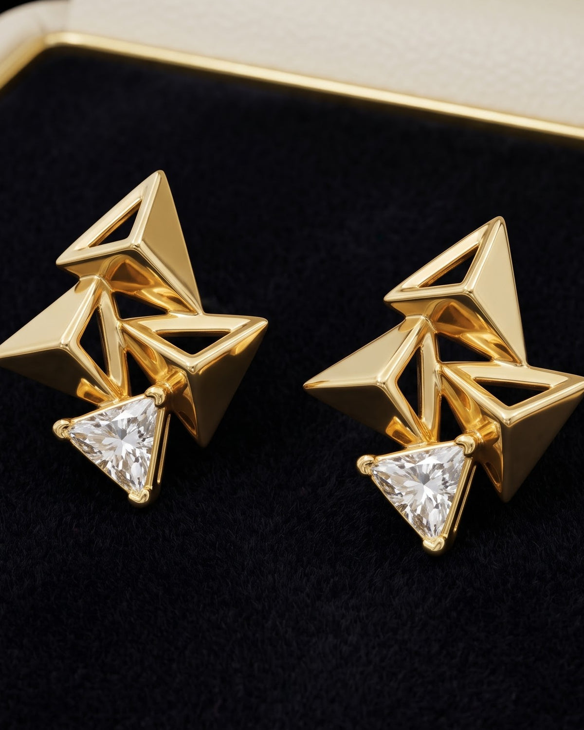 Solvatra Facet Stud Earrings - Close-up Detail Shot
