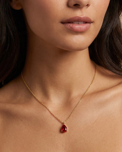 Solvina Crimson Drop Pendant Necklace – Model/Worn Shot