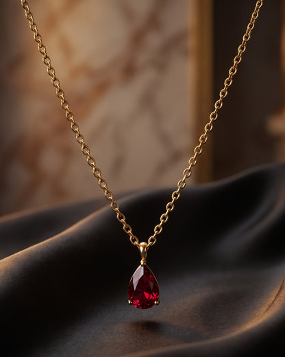 Solvina Crimson Drop Pendant Necklace – Hero Shot