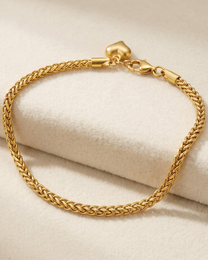 Solyka Heart Charm Chain Bracelet — on display stand