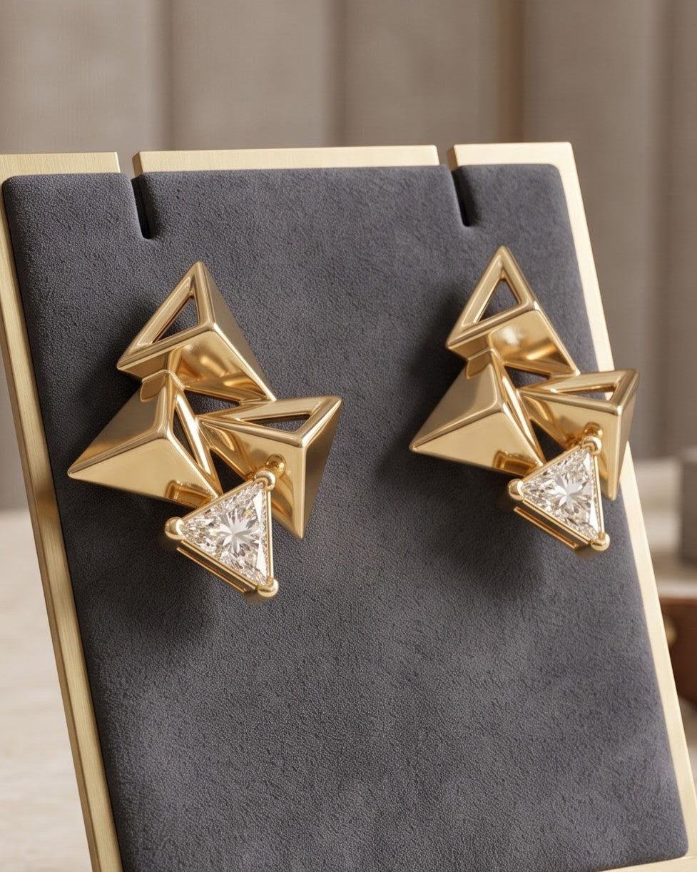Solvatra Facet Stud Earrings - Stand Display Shot