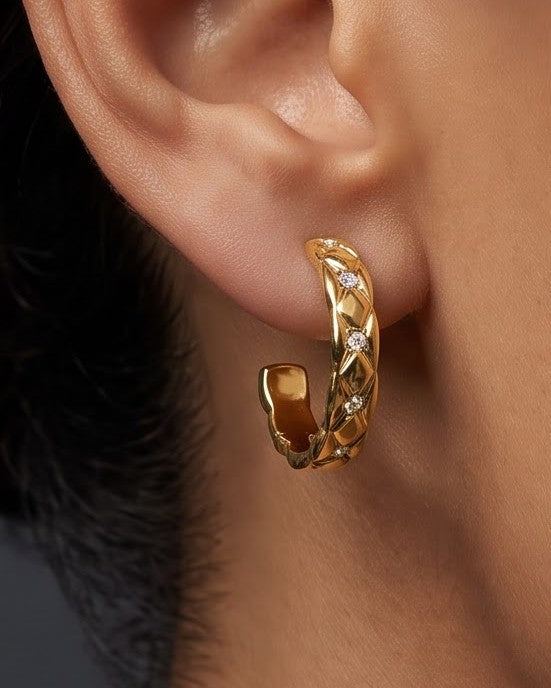 Solyeva Lattice Hoop Earrings - Stand / Display Shot
