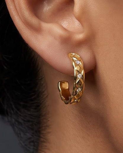 Solyeva Lattice Hoop Earrings - Stand / Display Shot